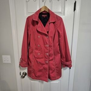 Merona Women's Button Down Dark‎ Pink Rain Trench Coat Size Small